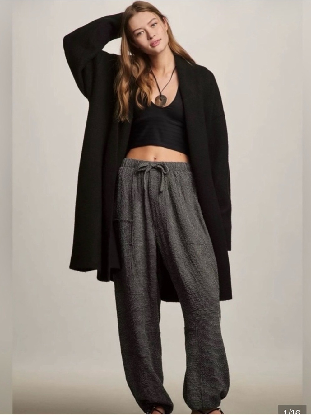 Anthropologie dra Los Angeles Black and white Gingham Drawstring Joggers